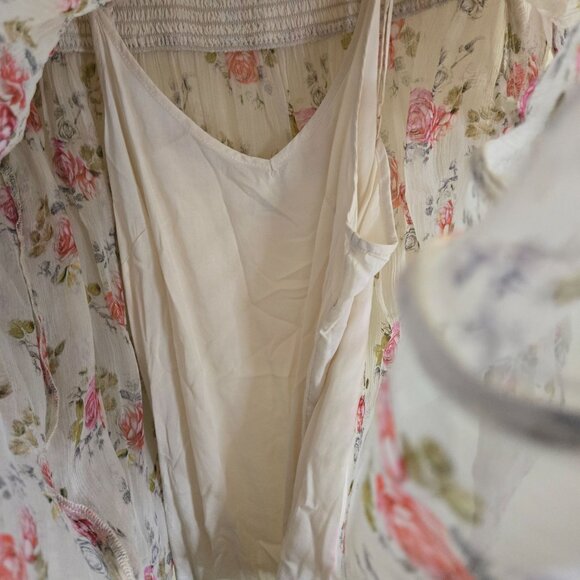Sundance Amelia Floral Sheer Blouse With Cami Bohemian Ruffled Smocked Size PS - Picture 5 of 10